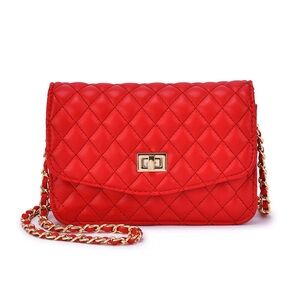 Chic Red Quilted Crossbody Bag